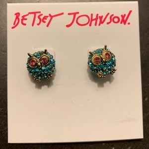 BNIB Betsey Johnson Blue Owl Earrings